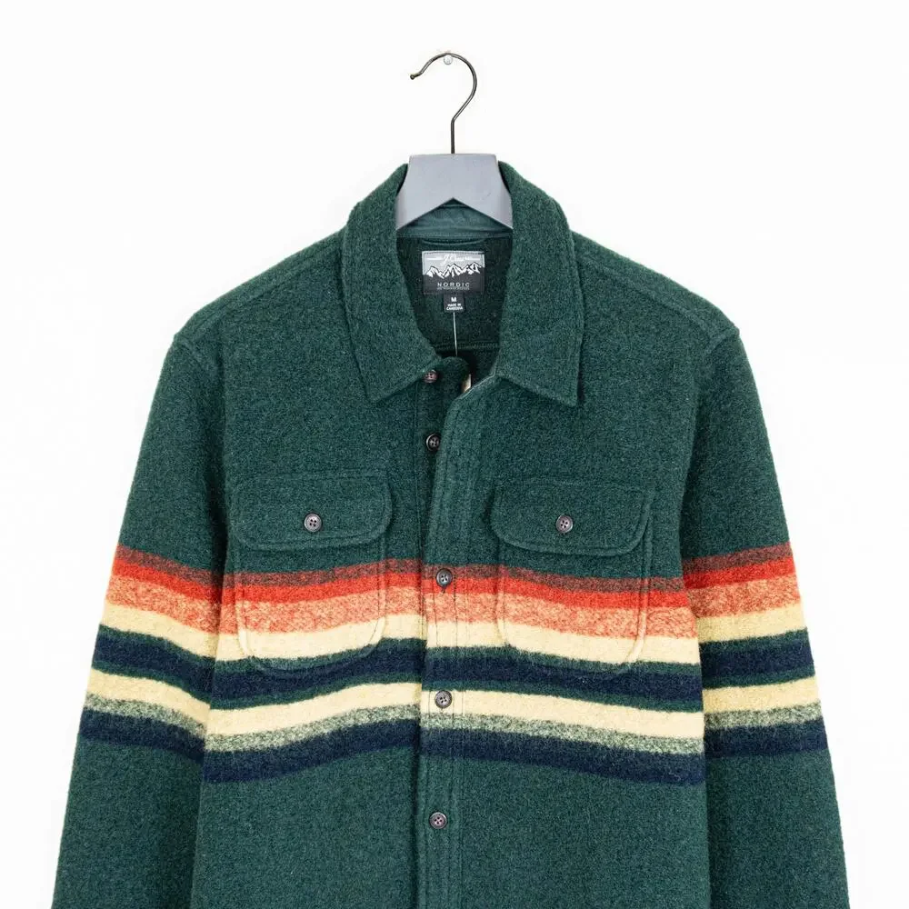 NWT J.Crew Nordic Wool Southwestern Aztec Blanket Shirt Jacket in Green